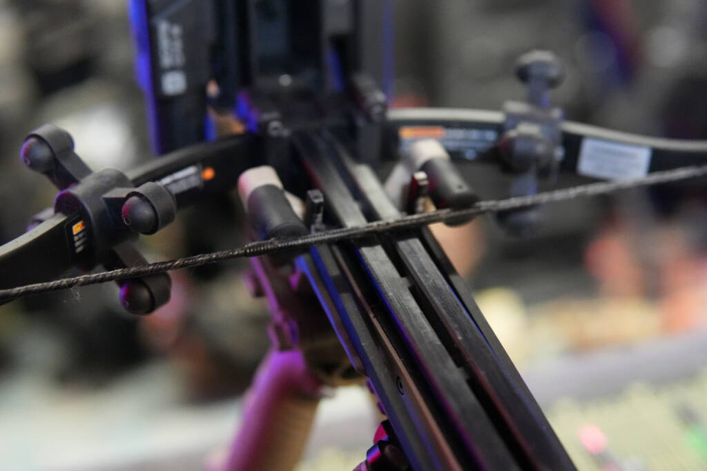 Crossbow rail and string after 3000 shots, showing minimal wear and a recently replaced string